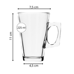 Szklanki do kawy latte mrożonej deserów 255 ml wysokie z uchem komplet 6 szt.