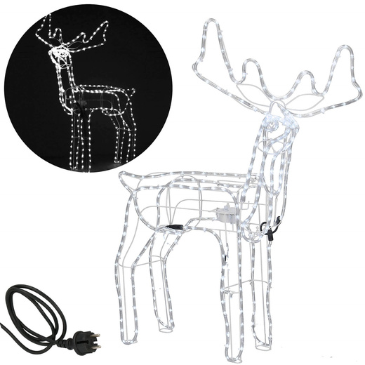 Renifer Led 115 cm świąteczny z ruchomą głową świetlna dekoracja do ogrodu biały zimny