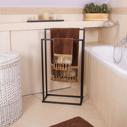 Wieszak łazienkowy na ręczniki stojak 2-ramienny czarny