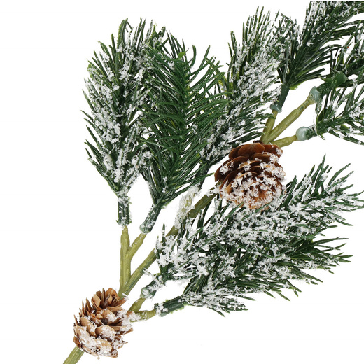 Gałązka świąteczna sztuczna ośnieżona dekoracja z szyszkami do stroika 34 cm