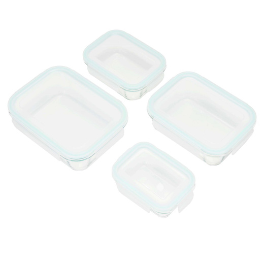 Pojemniki kuchenne na żywność z pokrywkami zestaw 4 szt. szklane, przeźroczysty