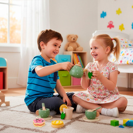 Zabawka drewniana, zestaw śniadaniowy dla dzieci 14 el. akcesoria kuchenne