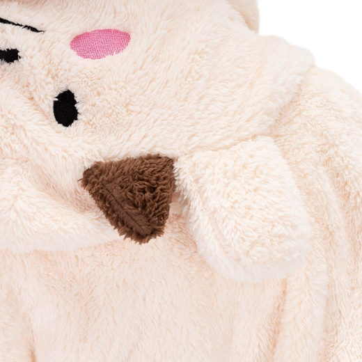 Szlafrok damski z polaru rozm. L/XL z kapturem i paskiem beżowy, miś 