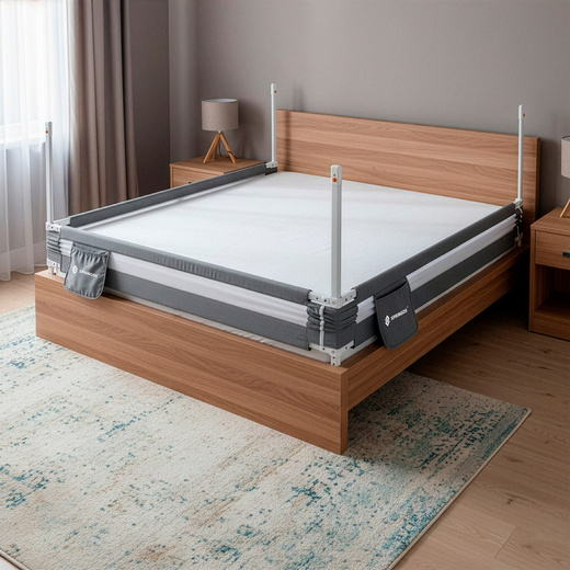 Barierka ochronna do łóżka 200 cm zabezpieczająca uniwersalna dla dzieci składana szara