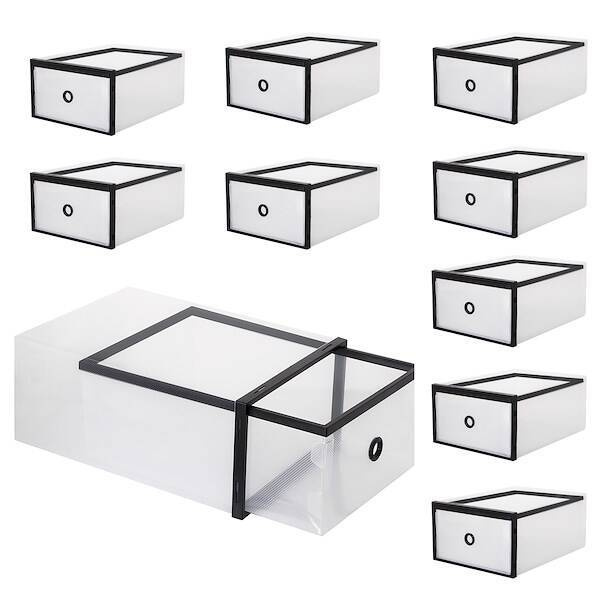 Pudełko na buty z szufladą 35x24x12 cm biały organizer zestaw 10 szt.