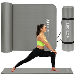 Mata do jogi, ćwiczeń fitness 183x61 cm antypoślizgowa, materac do stretchingu szary