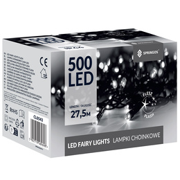 Lampki choinkowe 500 led zimny biały+ zimny biały flash 27,5 m oświetlenie świąteczne IP44