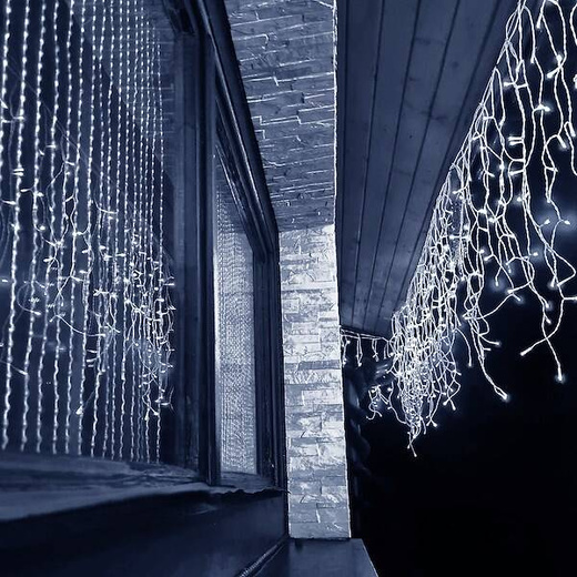 Kurtyna świetlna z pilotem 1000 led girlanda, lampki wewnętrzno-zewnętrzne sople zimny biały