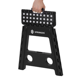 Stołek składany 39 cm schodek pomocniczy 150 kg podest antypoślizgowy, czarny