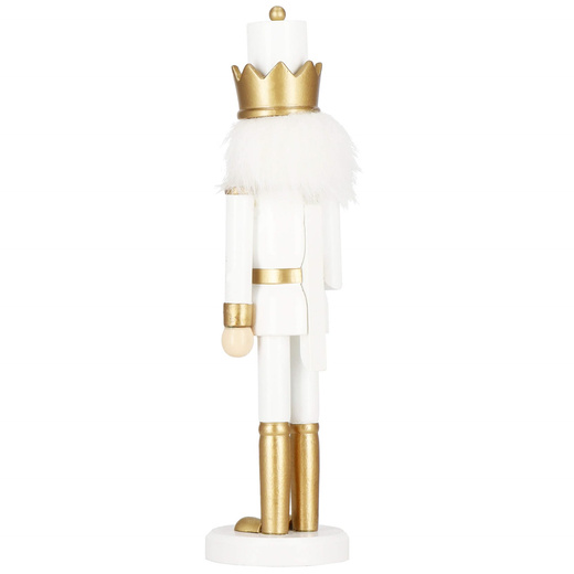 Dziadek do orzechów 30,5 cm z laską drewniany żołnierzyk złoty, figurka świąteczna