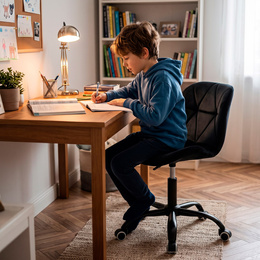 Fotel biurowy obrotowy krzesło na kółkach do nauki, pracy regulowane ergonomiczne, czarne