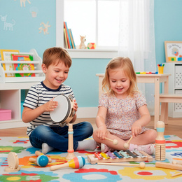 Instrumenty muzyczne dla dzieci zestaw 8 szt. drewniane zabawki do grania