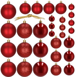 Bombki choinkowe 30 szt. ozdoby świąteczne czerwony