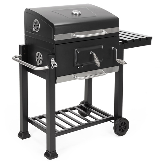 Grill węglowy, ogrodowy z pokrywą, termometr, ruszt emaliowany