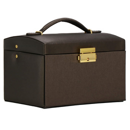 Szkatułka na biżuterię ekoskóra 17,5x14x12,5 cm brązowy organizer z przegródkami