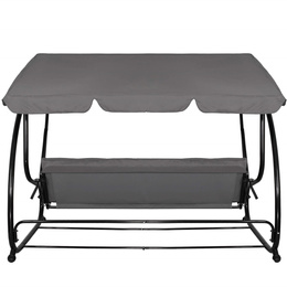 Huśtawka ogrodowa linda 4 osobowa 300 kg stalowa z regulowanym daszkiem szara