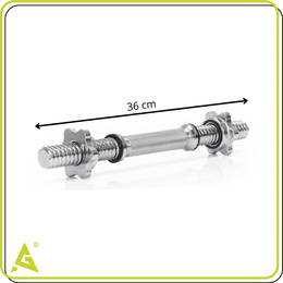 Gryf krótki 36 cm do hantli z zaciskami śr. 28 mm gwintowany, stal chromowana