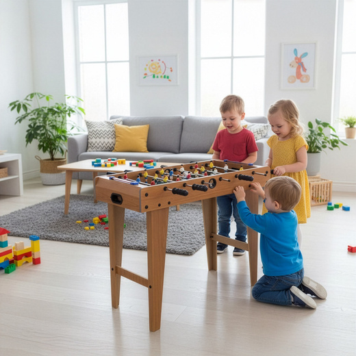 Stół piłkarski z uchwytami, drewniany 69x35 cm piłkarzyki, gra dla dzieci
