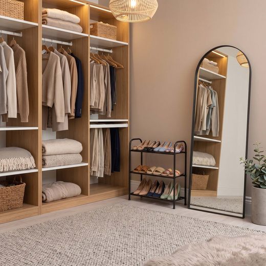 Szafka na buty 3 poziomy stalowa z półkami na obuwie regał 66 x 28 x 53 cm stojak czarny