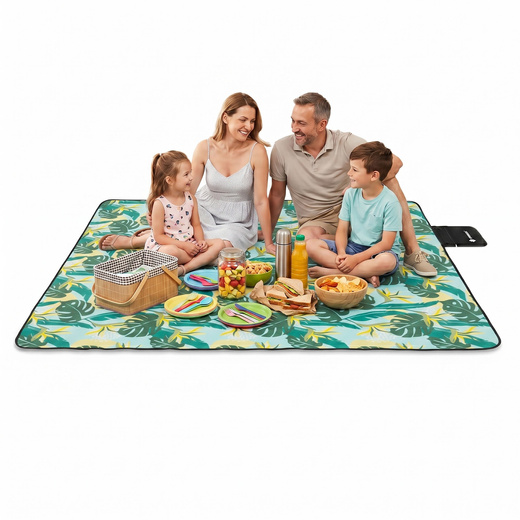 Koc piknikowy plażowy 200x200 cm na biwak kemping mata z izolacją