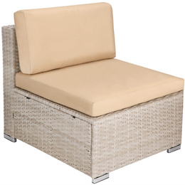 Meble ogrodowe zestaw modułowy technorattan stolik kawowy i 6 modułów beżowy