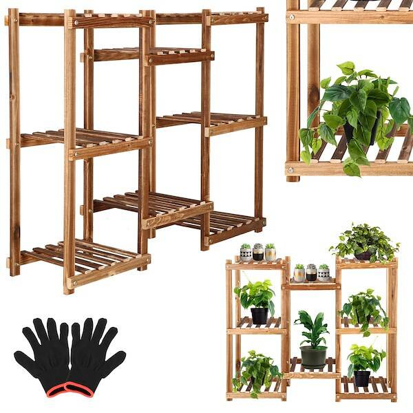 Kwietnik drewniany 70 cm stojak na kwiaty z 8 półkami drewniany postarzany