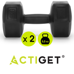 Ciężarki 2x5 kg hexagonalne do ćwiczeń fitness hantle zestaw 2 szt. czarne