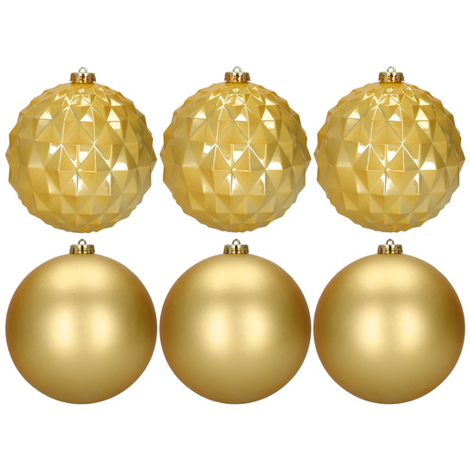 Bombki choinkowe 15 cm 6 szt. zestaw ozdoby świąteczne matowe i geometryczne złote