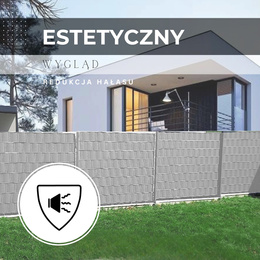 Taśma ogrodzeniowa i klipsy mocujące 20 szt. PVC 35 m x 19 cm 450 g/m2 szary