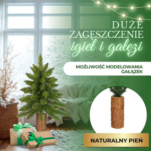 Choinka na pniu 90 cm sztuczna jodła zielona