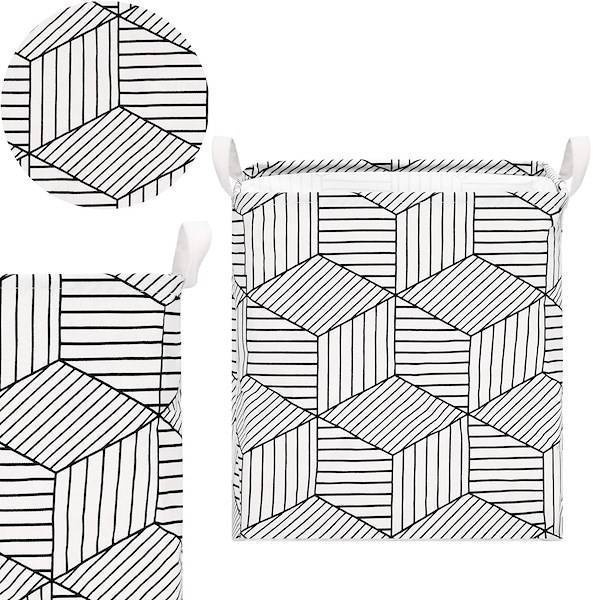 Kosz do przechowywania zabawek i ubrań pojemnik z uszami biało-czarny