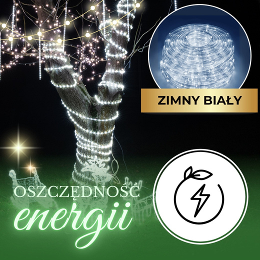 Wąż świetlny 720 Led biały zimny 30m z programatorem IP44