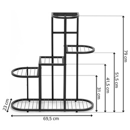 Kwietnik metalowy, stojący 79 cm regał na rośliny 5 poziomów, loft, czarny