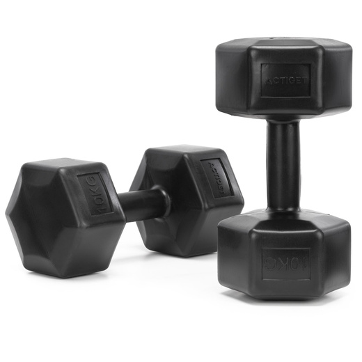 Ciężarki 2x10 kg hexagonalne do ćwiczeń fitness hantle zestaw 2 szt. czarne