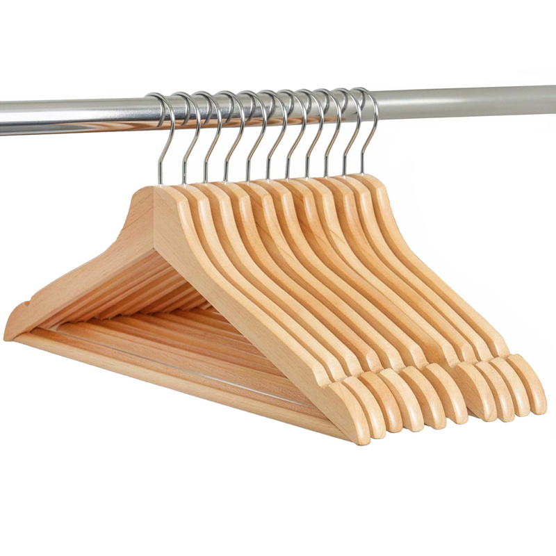 Wieszak drewniany na ubrania 10 szt. wieszaki do szafy, jasnobrązowy