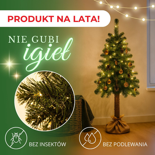 Choinka na pniu 140 cm sztuczna sosna, drzewko bożonarodzeniowe