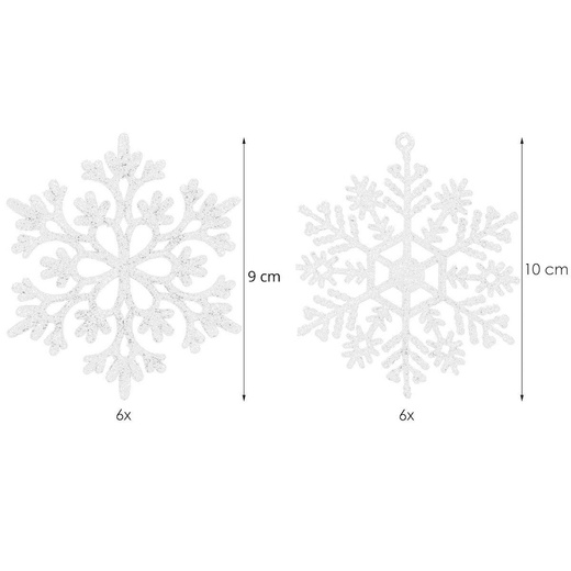 Zawieszka choinkowa 12 szt. śnieżynki świąteczna ozdoba białe brokat