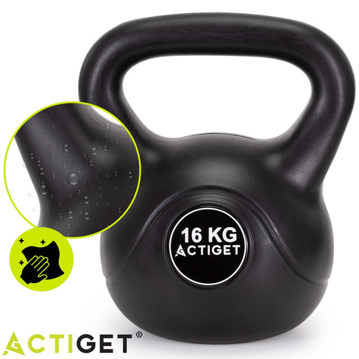 Kettlebelle odważnik kulowy 16 kg ABS hantla do ćwiczeń kula do treningu siłowego czarna