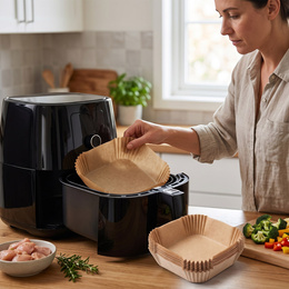Wkłady papierowe do Airfryer 100 szt. tacki do frytkownicy beztłuszczowej 23 x 23 cm