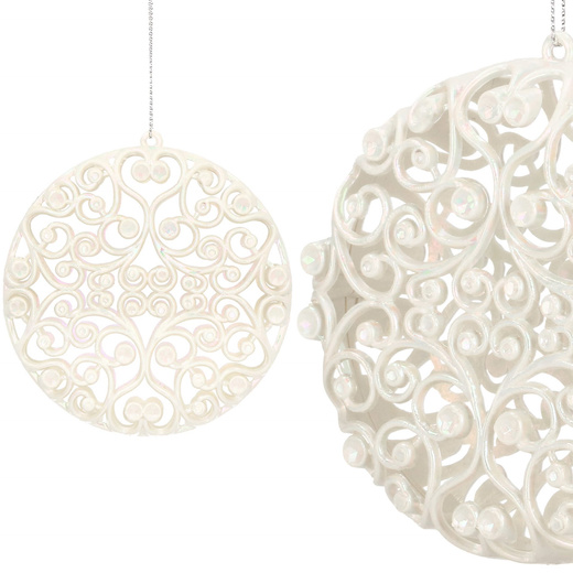Zawieszka choinkowa kremowa okrągła dekoracja na choinkę 9 cm