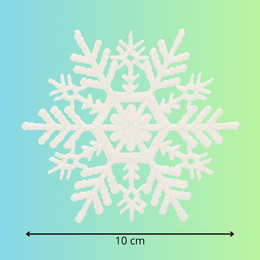 Zawieszki na choinkę śnieżynki 12 szt. ozdoba świąteczna 10,5 cm biały brokat