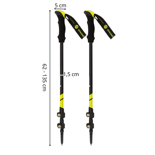 Kije trekkingowe z regulacją długości, składane kijki do chodzenia, nordic walking z trzema nakładkami
