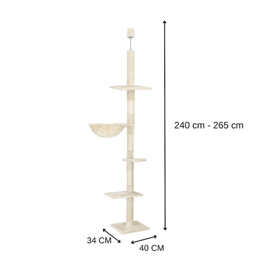 Drapak dla kota sufittowy sizal słupek 240 - 265 cm kremowy