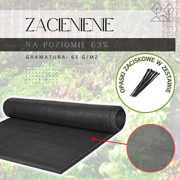 Siatka cieniująca 63% osłonowa 1,5x50 m antracytowa 200 szt. opasek zaciskowych