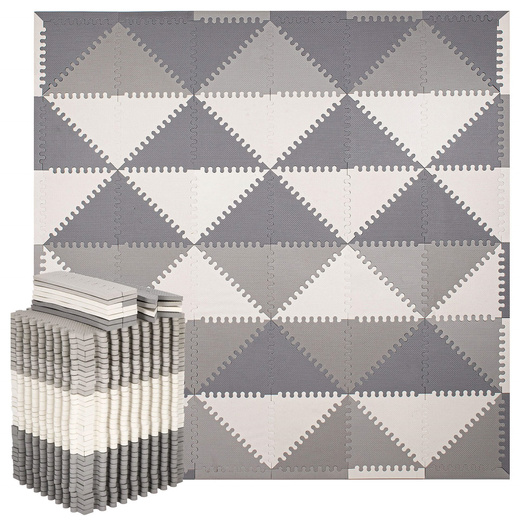 Mata piankowa trójkąty 186x186 cm szare puzzle dla dzieci, do ćwiczeń pianka EVA