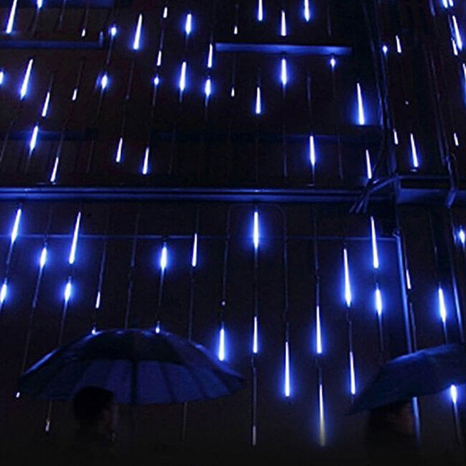 Lampki choinkowe 480 Led sople 10 szt. padający śnieg meteory zewnętrzne niebieskie