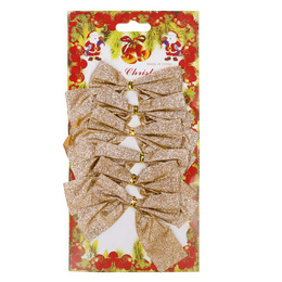 Kokardki świąteczne na choinkę 6 szt. brokatowe zawieszki choinkowe złote