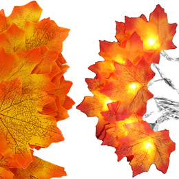 Lampki liście dekoracja jesień girlanda łańcuch świetlny na baterie 20 LED