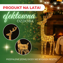 Renifer świąteczny 80 LED świetlna dekoracja do ogrodu biały ciepły