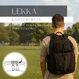 Plecak wojskowy, turystyczny z kieszeniami survival czarny